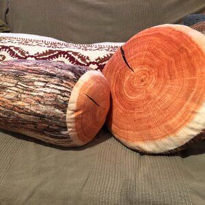 Pair of Log Pillows Cabincore Cottagecore Soft Winter Fall Autumn Decor Rustic